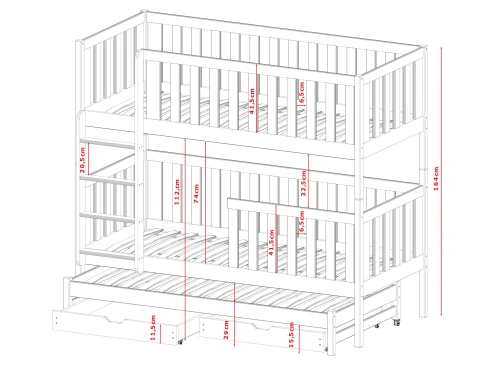 LEA 80x160 cashmere bunk bed Lano Furniture
