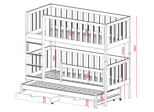 LEA 80x160 cashmere bunk bed Lano Furniture