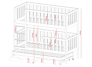 LEA 90x200 olive green bunk bed Lano Furniture