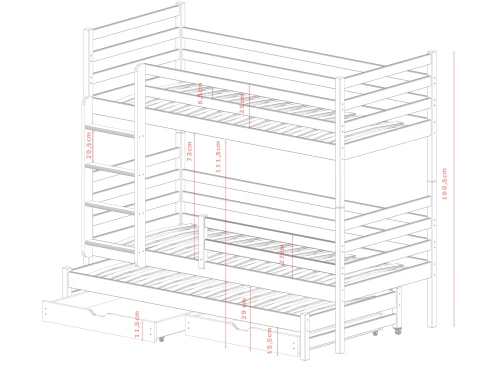 LUK 80x170 cashmere bunk bed Lano Furniture