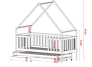 MAGIC 80x180 cashmere double pull-out house bed Lano Furniture