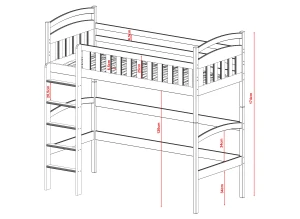 MIA 80x170 olive green loft bed Lano Furniture