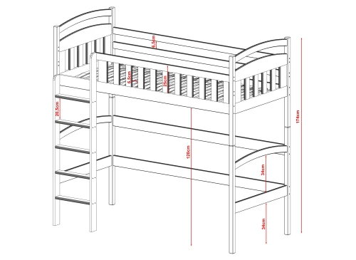 MIA 90x180 cashmere loft bed Lano Furniture
