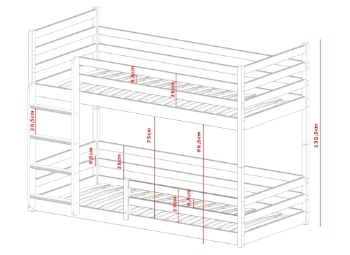 MINI 90x200 cashmere bunk bed Lano Furniture