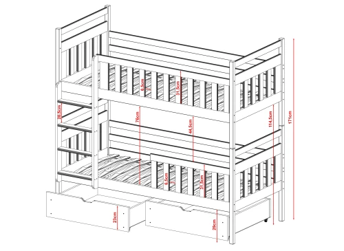 MONIKA 80x190 kašmír poschodová posteľ Lano Nábytok
