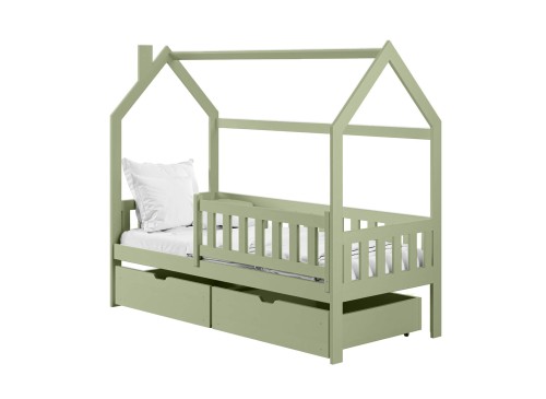 NATAN 80x160 olive green single children's house bed Lano Furniture