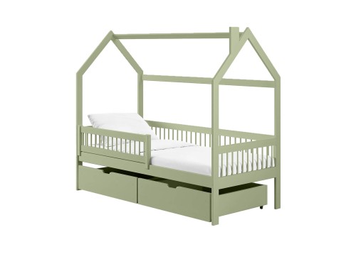 OSKAR 90x190 olive green single children's house bed Lano Furniture