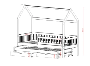 PAPI 80x160 cashmere children's house bed Lano Furniture