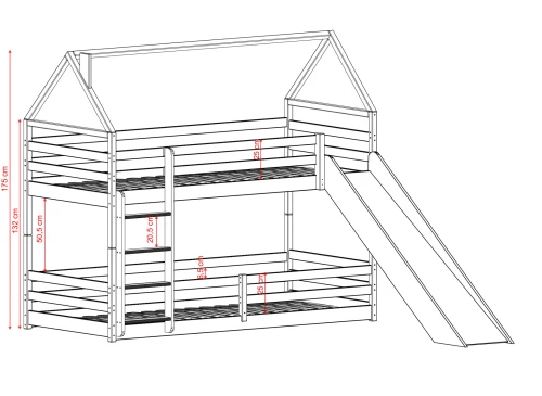 PLAY 80x200 cashmere bunk bed with slide Lano Furniture