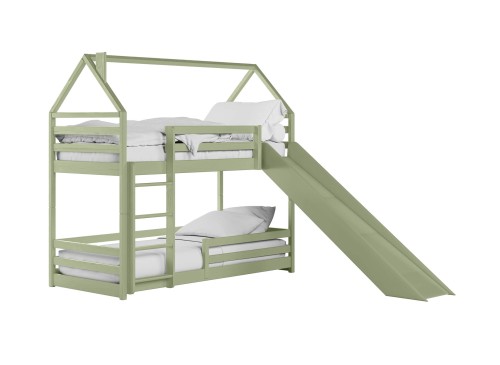 PLAY 80x200 olive green bunk bed with slide Lano Furniture