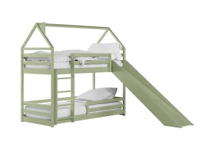 PLAY 90x190 olive green bunk bed with slide Lano Furniture