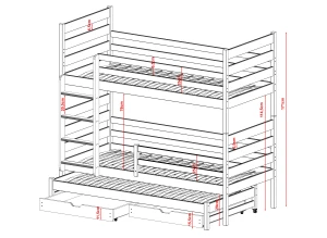 TOMI 90x200 olive green bunk bed Lano Furniture