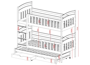 VIKI 90x190 olive green bunk bed Lano Furniture