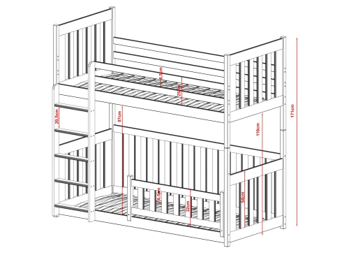 CRIS 90x200 cashmere bunk bed Lano Furniture