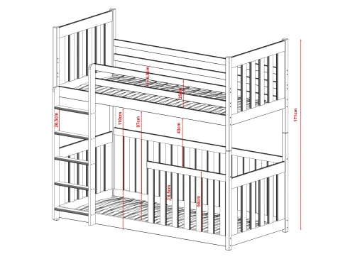 CRIS 90x200 cashmere bunk bed Lano Furniture