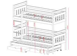 SEWERYN 80x200 olive green bunk bed Lano Furniture