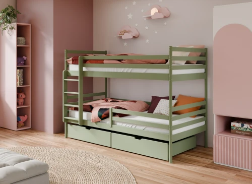 GUSTO 90x200 olive green bunk bed Lano Furniture