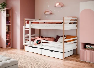 GUSTO 90x200 white+beech bunk bed Lano Furniture