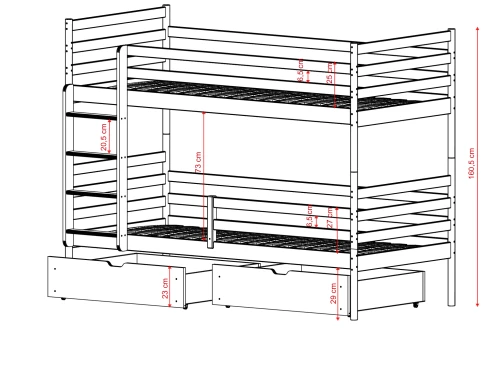 GUSTO 90x200 olive green bunk bed Lano Furniture