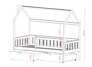 NATAN 80x190 cashmere children's house bed Lano Furniture