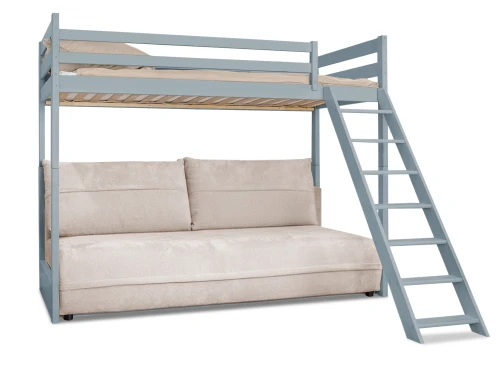 SAVIO 90x200/140x200 popolové lôžko na poschodovej posteli s rozkladacou pohovkou sivá látka perfect harmony 02 Lano Nábytok