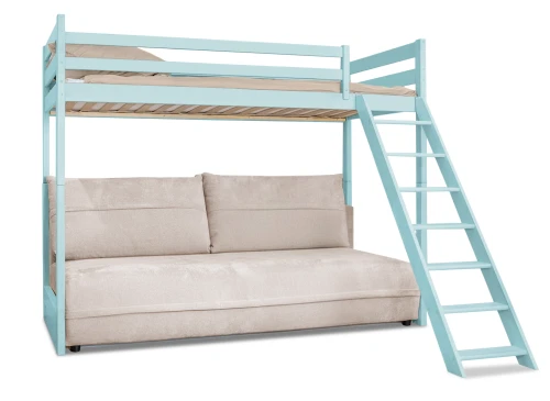 SAVIO 90x200/140x200 modré lôžko na poschodovej posteli s rozkladacou pohovkou sivá látka perfect harmony 02 Lano Nábytok