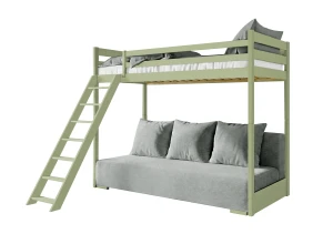 SOFINO 90x200/140x200 olive green loft bed with sofa bed, fabric grey zoom 15 sage Lano Furniture