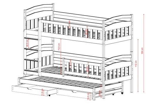 BLANKA 80x160 cinnamon bunk bed Lano Furniture
