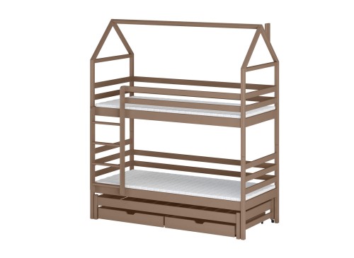 DALIA 90x190 milk chocolate bunk bed house Lano Furniture