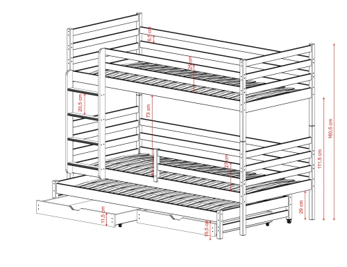LUK 90x180 milk chocolate bunk bed Lano Furniture
