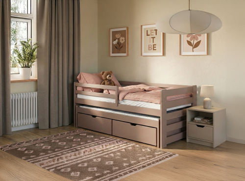 SENSO 80x160 milk chocolate double trundle bed Lano Furniture