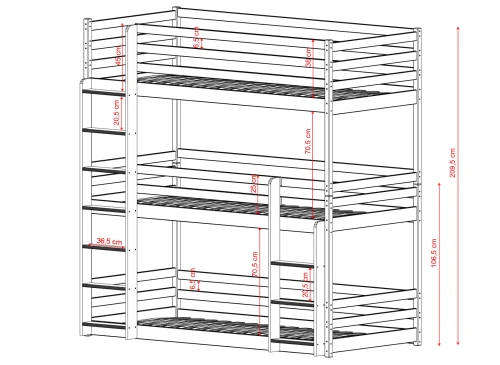 TED 80x180 milk chocolate bunk bed Lano Furniture