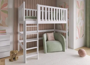 LAURA 90x200 white single loft bed Lano Furniture