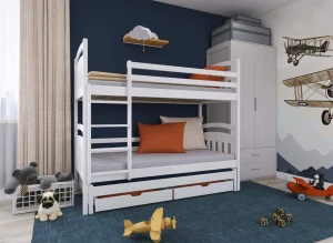 ALAN 90x200 Biela poschodová posteľ Lano Nábytok
