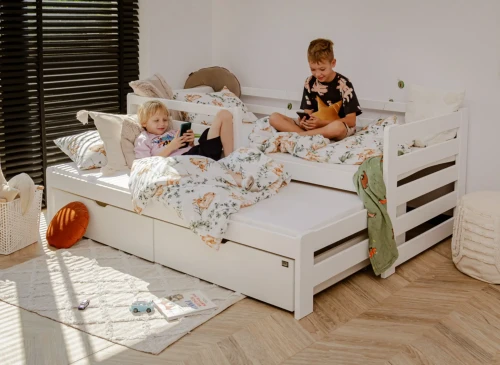 SENSO 80x160 white double trundle bed Lano Furniture
