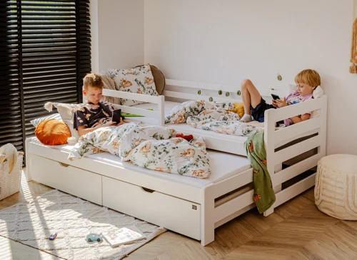 SENSO 80x160 white double trundle bed Lano Furniture