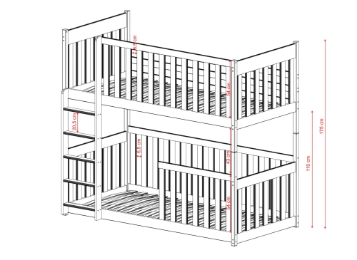 KONRAD 90x180 pink bunk bed Lano Furniture
