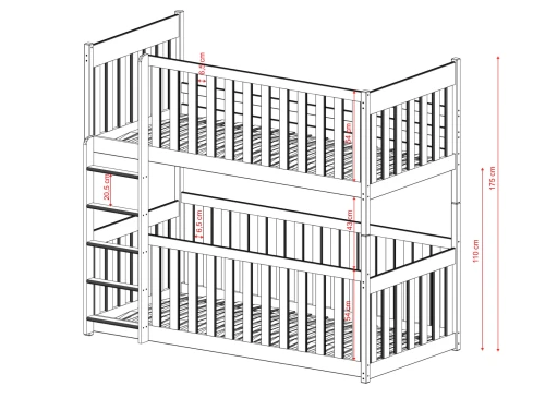 KONRAD 90x180 pink bunk bed Lano Furniture