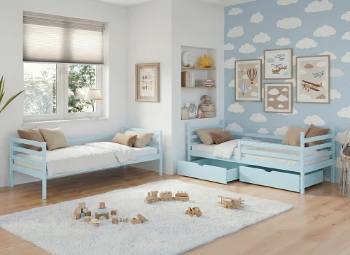 NEMO 80x200 Modrá poschodová posteľ Lano Nábytok
