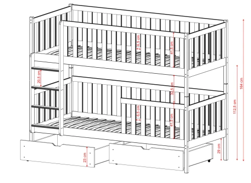 MICHALINA 90x180 blue bunk bed Lano Furniture