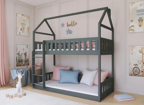 POLA 80x160 graphite bunk bed Lano Furniture
