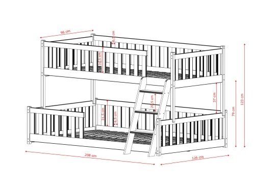 NICE 90x200/120x200 bavlna poschodová posteľ so širším lôžkom Lano Nábytok