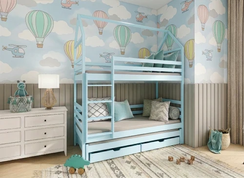 DALIA 90x180 blue house bunk bed Lano Furniture