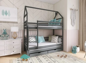 DALIA 90x190 graphite house bunk bed Lano Furniture