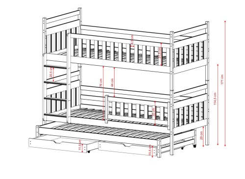 KLARA 80x180 pine bunk bed Lano Furniture