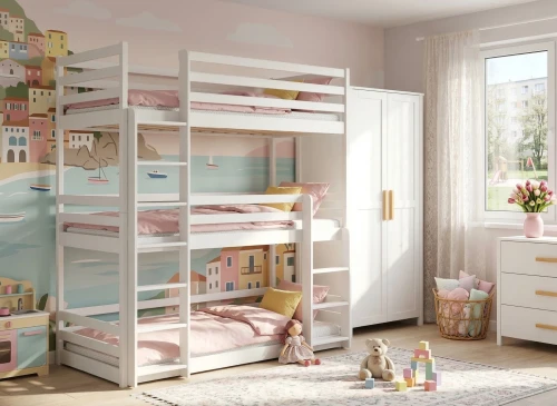 TED 90x200 Biela poschodová posteľ Lano Nábytok