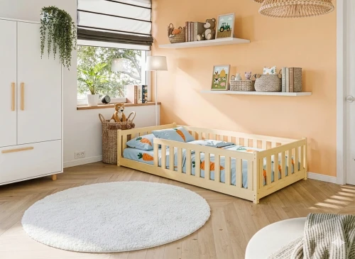BELLA 90x200 borovica detská Montessori podlahová posteľ Lano Nábytok