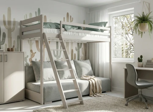 SOFINO 90x200/140x200 cashmere loft bed with sofa bed, fabric grey zoom 15 sage Lano Furniture