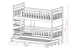 VIKI 80x180 pine bunk bed Lano Furniture