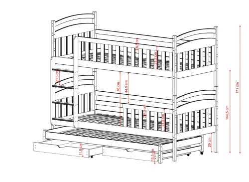 VIKI 90x180 blue bunk bed Lano Furniture